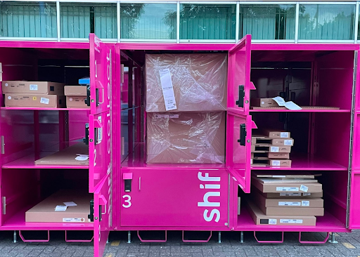 Shift Collect smart lockers showing packages stored securely